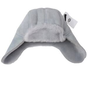 UGG Genuine Shearling Sheepskin Trapper Hat Aviator Kids 2-4 Yrs Gray NEW NWT